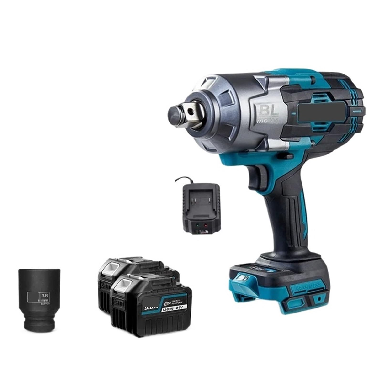 Llave de Impacto Llave Eléctrica Sin Escobillas De 3100NM, Llave De Impacto Inalámbrica De 3/4 Pulgadas, Herramienta Eléctrica De Mano For Batería De 18v(2x9.0Ah 38mm Battery)