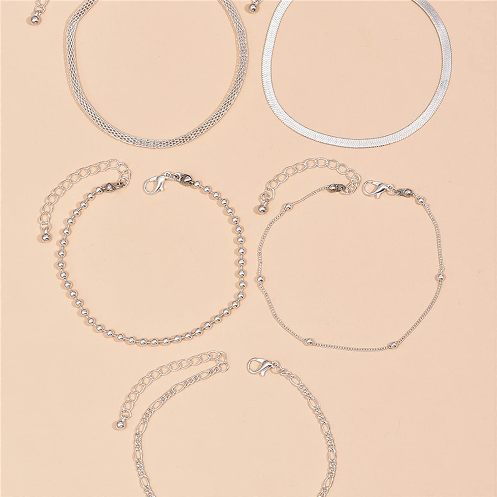 LNNSHX Donne alla Moda Perline Catena con ciondoli Bracciale alla cavigliera Spiaggia Surf Accessori per Gioielli a Piedi Nudi (5 Pezzi/Set) Bracciali