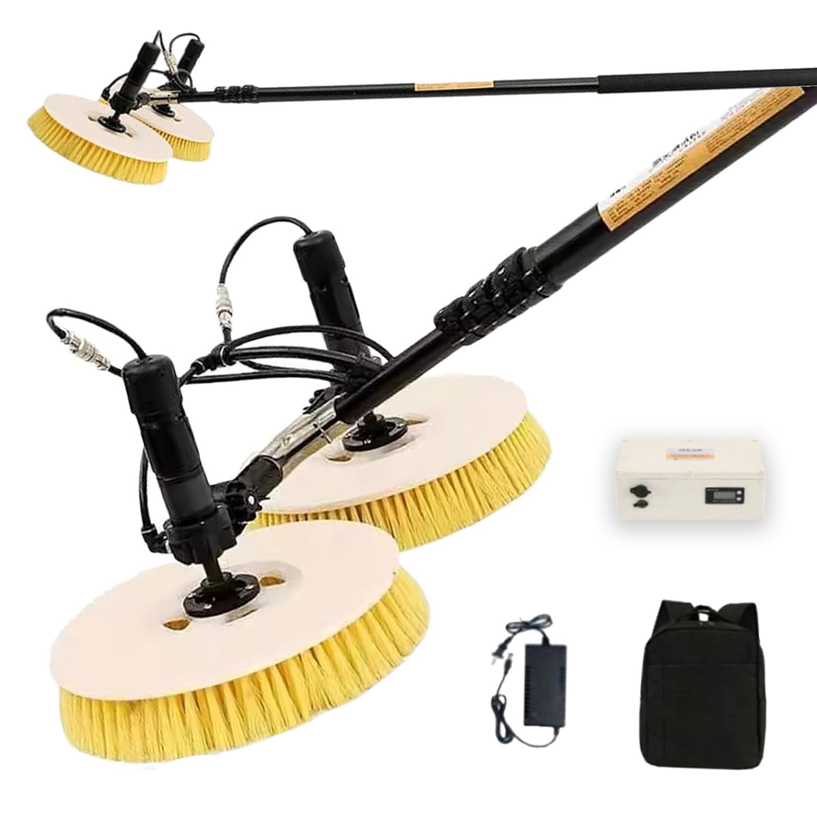 GTHTUHFD Electric Solar Panel Cleaning Tool, Adjustable Water Fed Poles Cleaning Kit, Solar Panel Cleaning Pole And Outdoor Window Washing Equipment, Double-Head,5.5M,5.5m