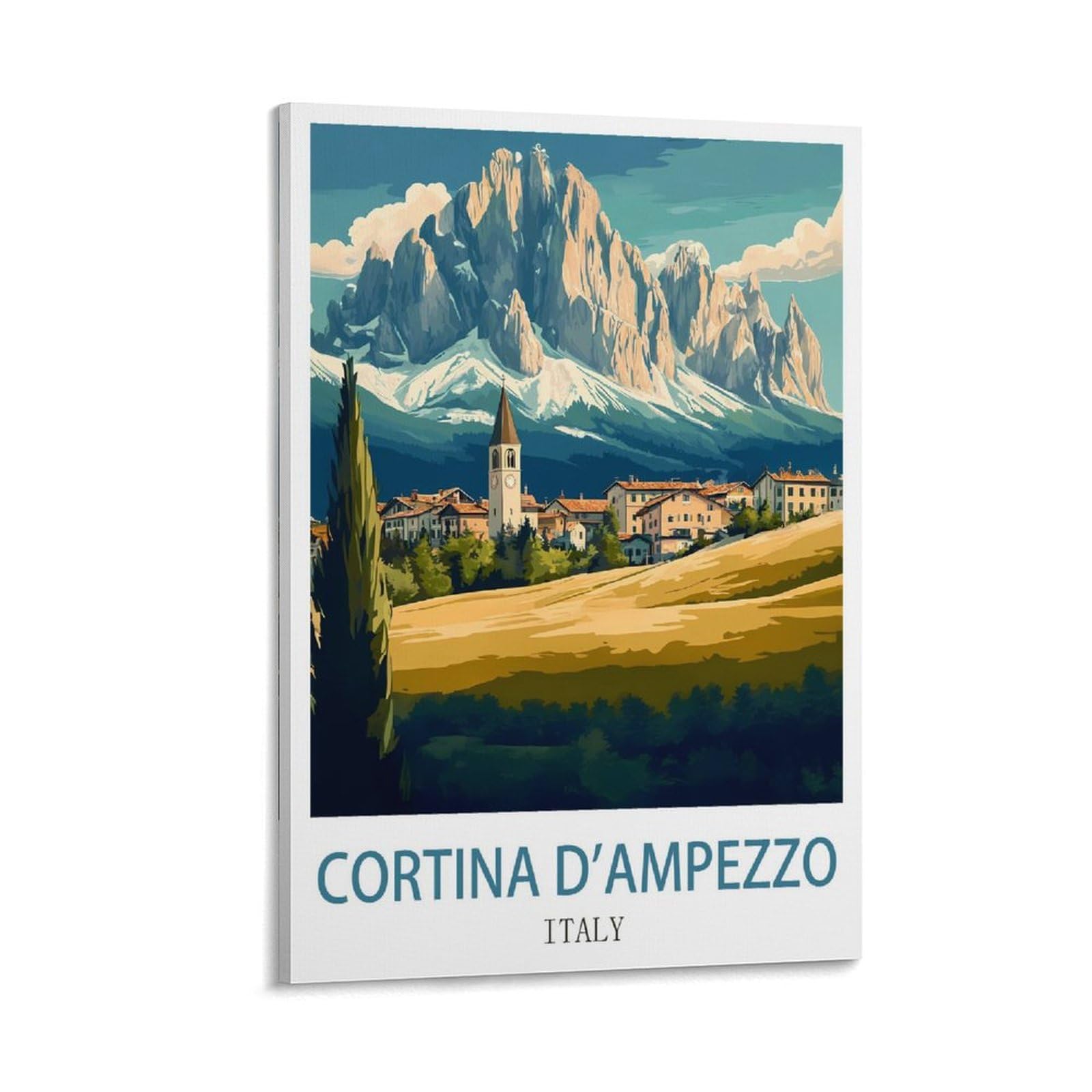 Xllyxygjq Frame-Style Cortina D'ampezzo Italy Vintage Travel Posters 08X12inch(20X30cm) Canvas Wall Art Poster Print Artwork Painting Picture For Home Decoration Living Room Office Bedroom