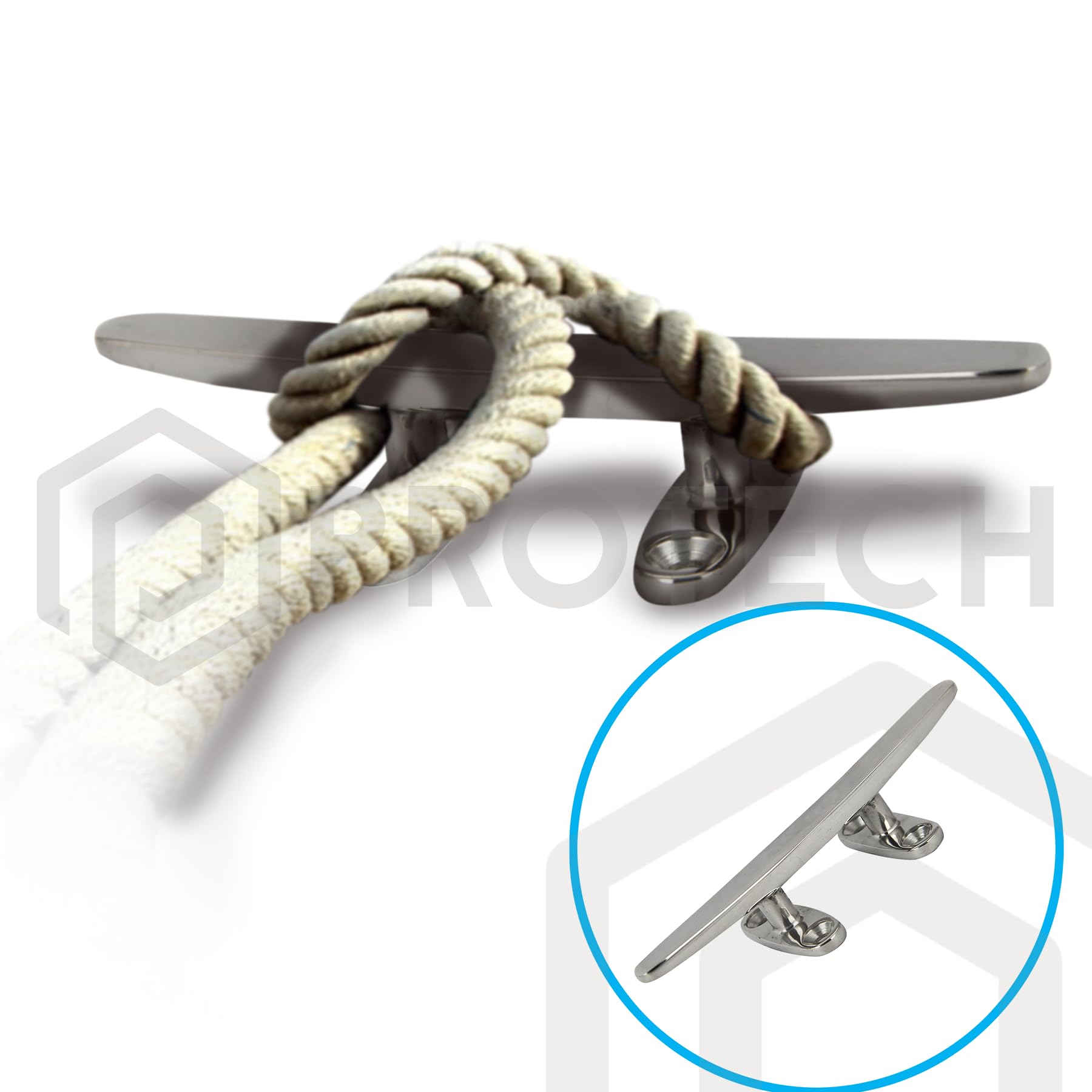 PROTECH 2 Stück Bootsklampe flach 4 löcher 250mm aus rostfreier Edelstahl A4 Festmacher V4A Klampen für Boot AISI 316 Belegklampen