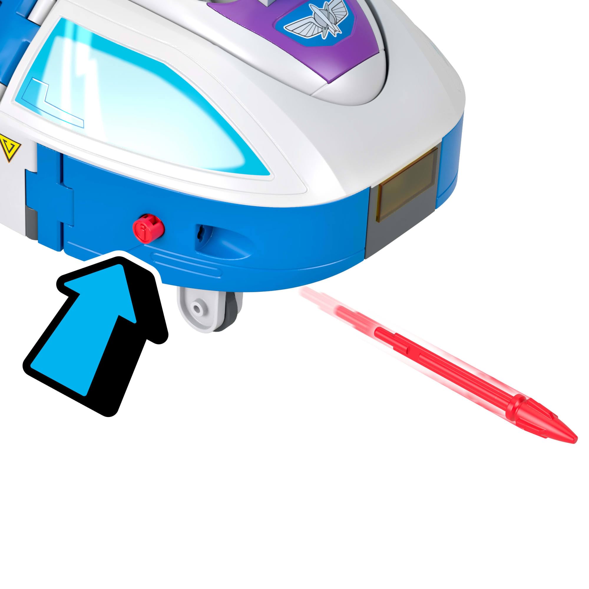 Imaginext Nave trasformabile di Buzz Lightyear con personaggi | Nave Toy Story di Buzz Lightyear, si trasforma con luci e suoni, action figure da 7,5 cm, lanciatore e proiettili, JTH51