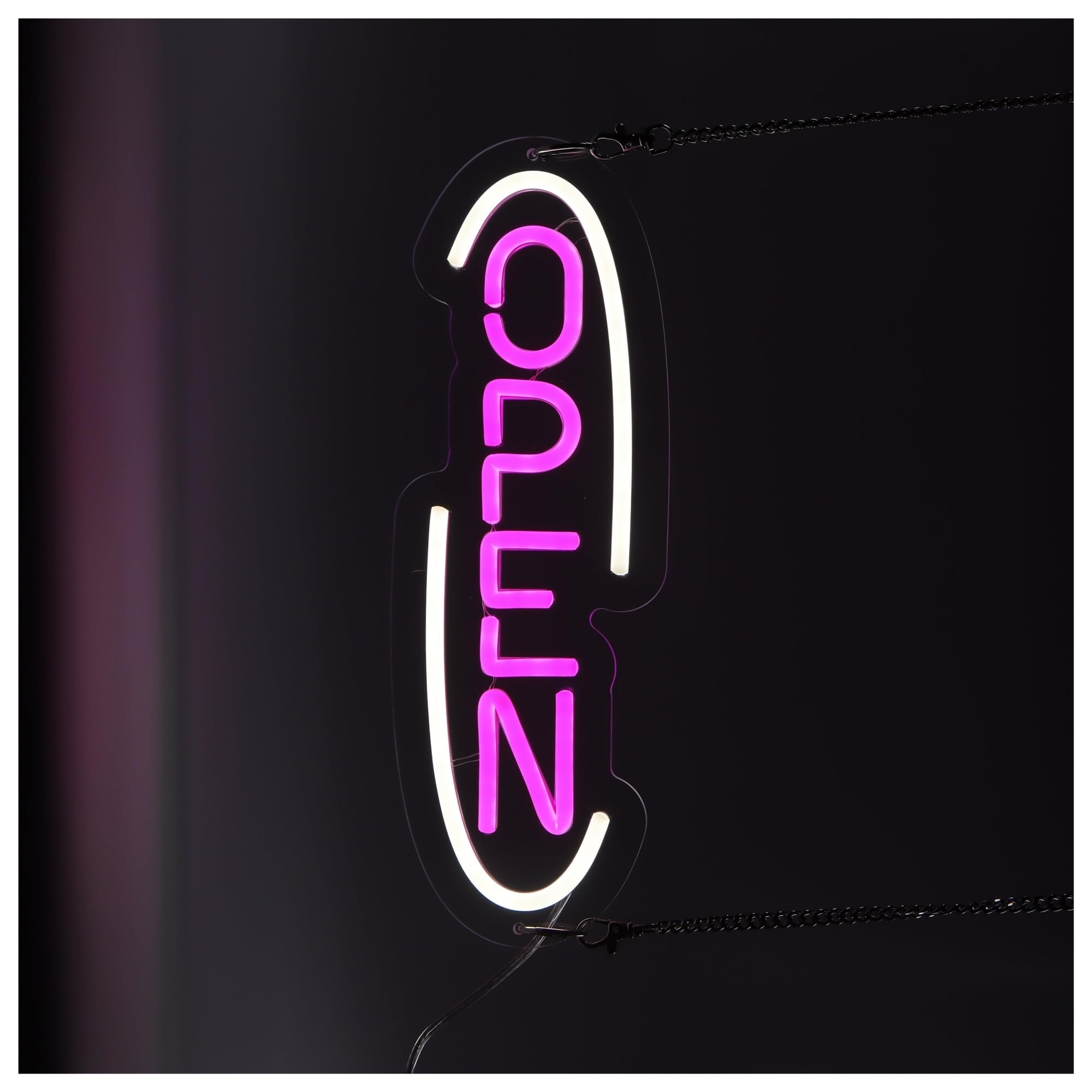 RONGCH Hanging Art Neon Signs Open Vertical Neon Sign, Suitable for Restaurant Shop Decor with Brightness Adjustable 38cm
