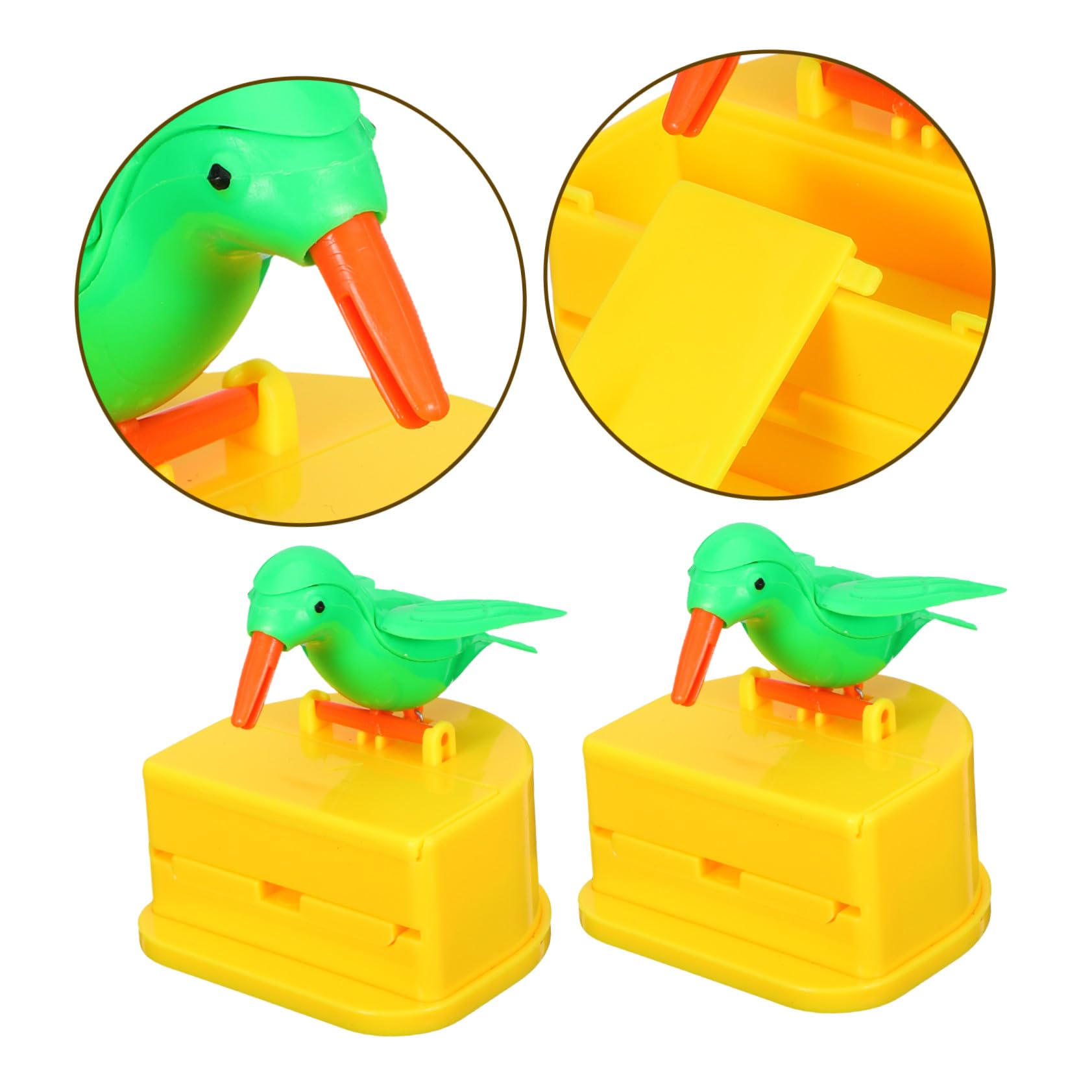 Cabilock Boîte à Cure-dents Automatique Distributeur de Cure-dents Poussoir en Plastique D'oiseau Lot de 2 Pièces Décoratif pour Maison et Pique-niques en Extérieur