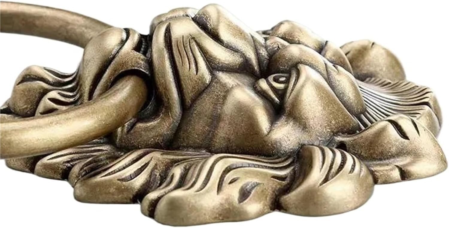 Zhaoqin B Door Knocker Elegant Rass Casting Lion Head Knocker Solid Wood Villa Courtyard Gate Ring Door Handle Pulls Kno Decoration(B)