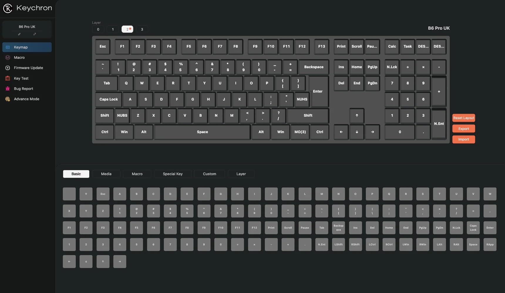 Keychron Teclado inalámbrico B6 Pro Ultra Delgado Full Size Layout Italiano ISO QWERTY, configurable ZMK, Teclas PBT, 3 Modos 2,4 GHz/Bluetooth/cableado, Compatible con Win/Mac/Linux, Gris Espacial