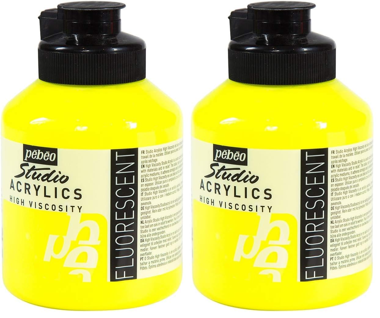 Peinture acrylique jaune fluo Pebeo haute visibilité pour toile