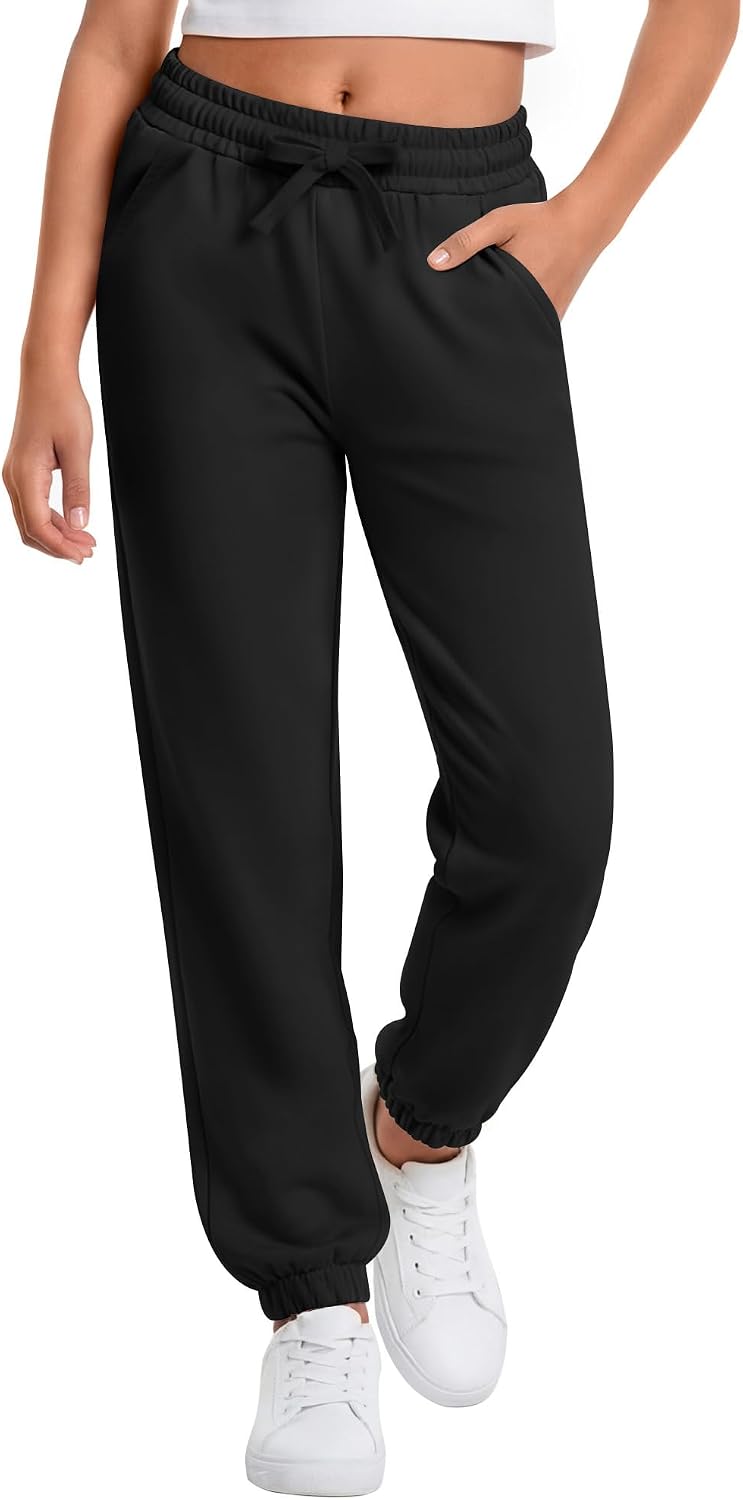 Yooo's Vivi Girls Jogger Pants Athletic High Waisted Elastic Waist Sweatpants for Running Yoga Casual Kids 5-14 Years