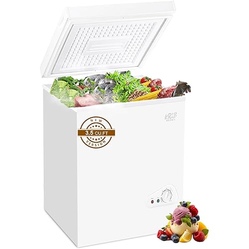 3.5 Cu.Ft Chest Freezer Compact Deep Freezer with Top Mini 7 Gears Temperature Control Open Door and Removable Storage Basket White