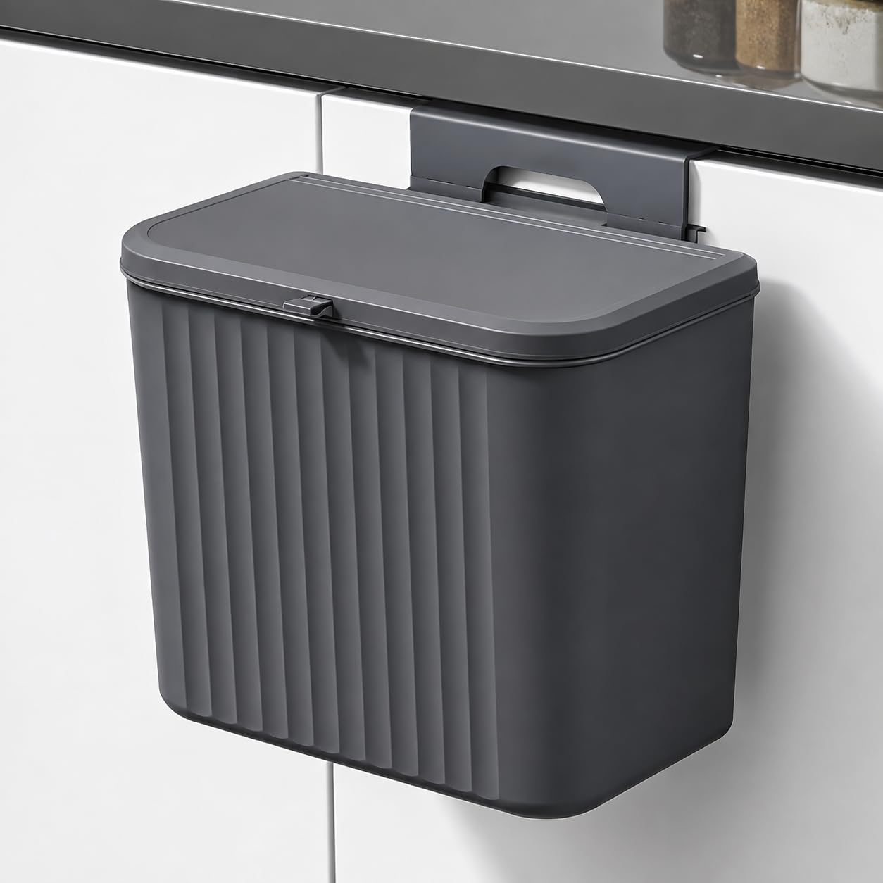 Wall Mounted Kitchen Waste Bin with Lid |Hanging Garbage Dustbin for Kitchen |Dual Opening Trash Can for Wet,Dry Waste |Space Saving Plastic Wastebasket for Kitchen, Bathroom & Office-image-26