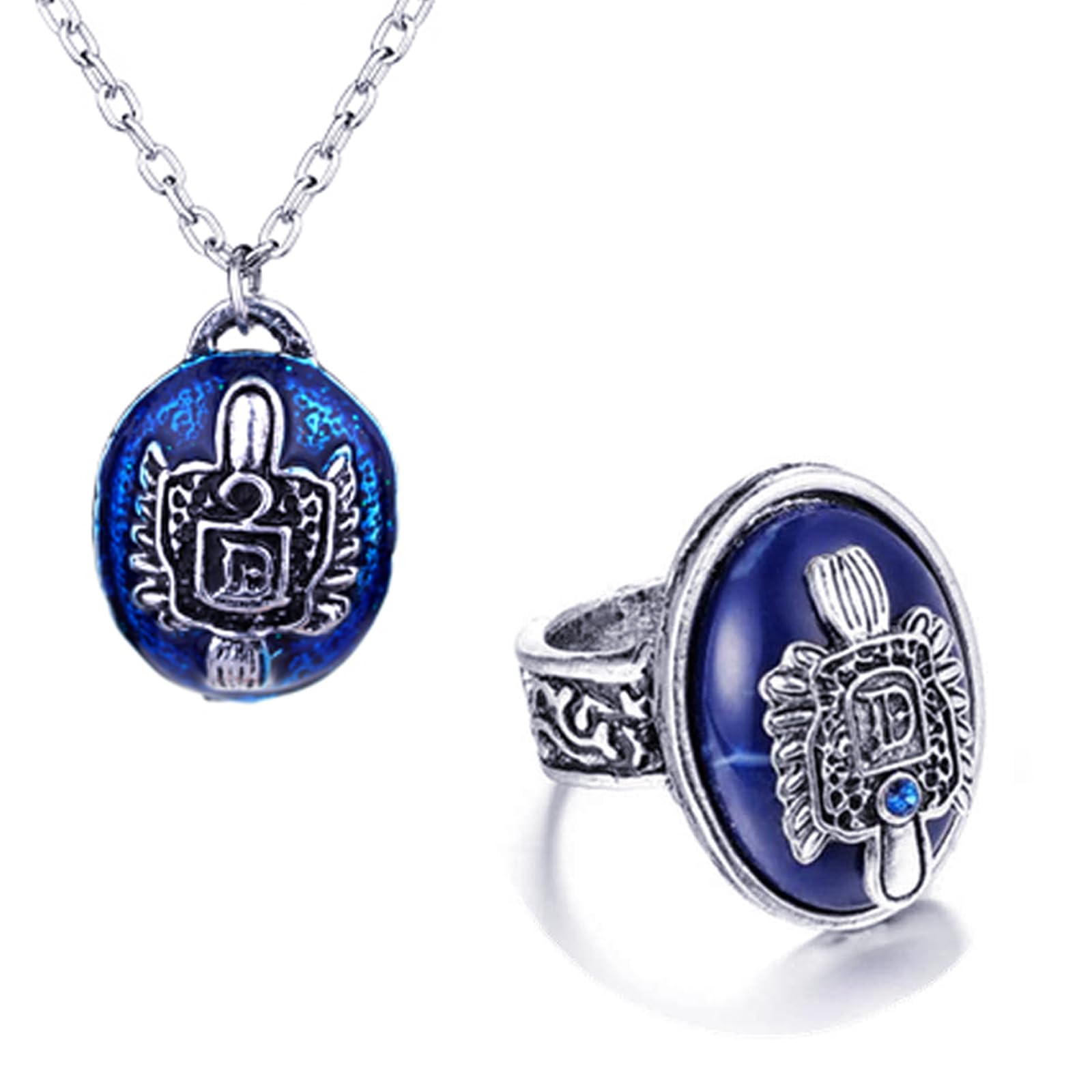 YouU Cosplay Vampire Jewelry Sticker Set Daywalking Katherine Necklace Damon's Retro Gothic Punk Style Ring Total 22 pcs