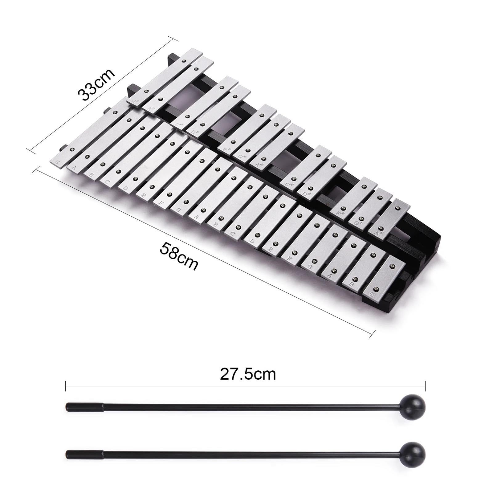 Glockenspiel pliable 30 notes, cadre en bois pratique, bâton en aluminium, Instrument de Percussion Kit De Glockenspiel