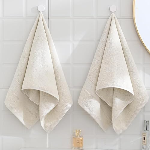 Miniatura 4 de sense gnosis Juego de 2 toallas de mano blancas supersuaves, 100% algodón, absorbentes, decorativas, a cuadros, para baño y hogar, 13 x 29 pulgadas