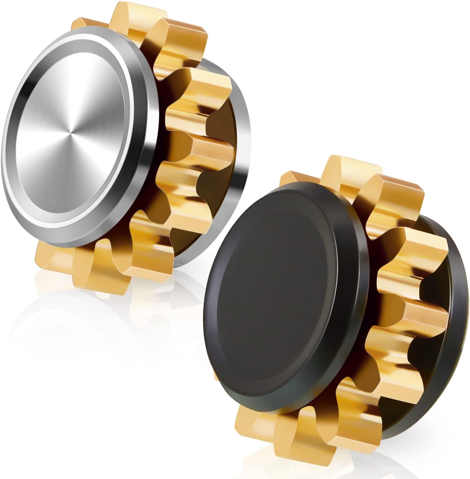 TERRIFI 2 Pieces Copper Gear Metal Spinner Toy, Fidget Toy with Solid Brass Gear and Mini Steel Bearing, Boredom-Killing Time Toy for Adults, Available in Black and Silver