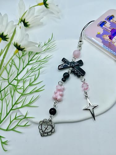 Miniatura 3 de Meefisher Abalorio estético de oso rosa Y2K para teléfono, alas de corazón, mariposa, accesorios para bolsa, bolso, mochila, cartera, colgantes de