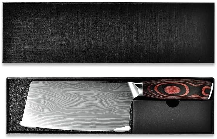 Meat Cleaver,Cleaver Knife Colored Wood Head Handle Damascus Pattern High Chromium Steel Knife Household Kitchen Chopper, LAMAJIGA5844