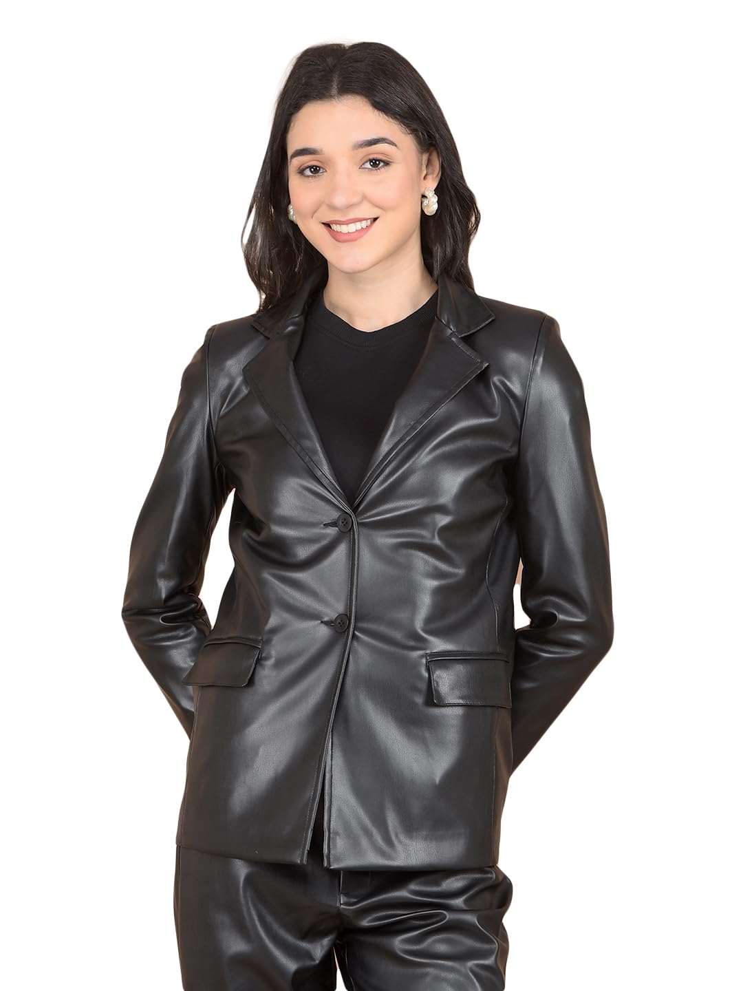 crimsoune club Women's Black Leather Coat-picture-27