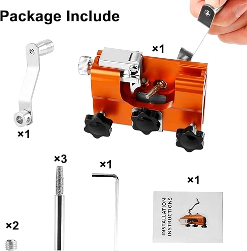 Miniatura 7 de Plantilla afiladora de motosierra afilador portátil de motosierra con 3 varillas de molienda herramienta afiladora de motosierra con manivela para