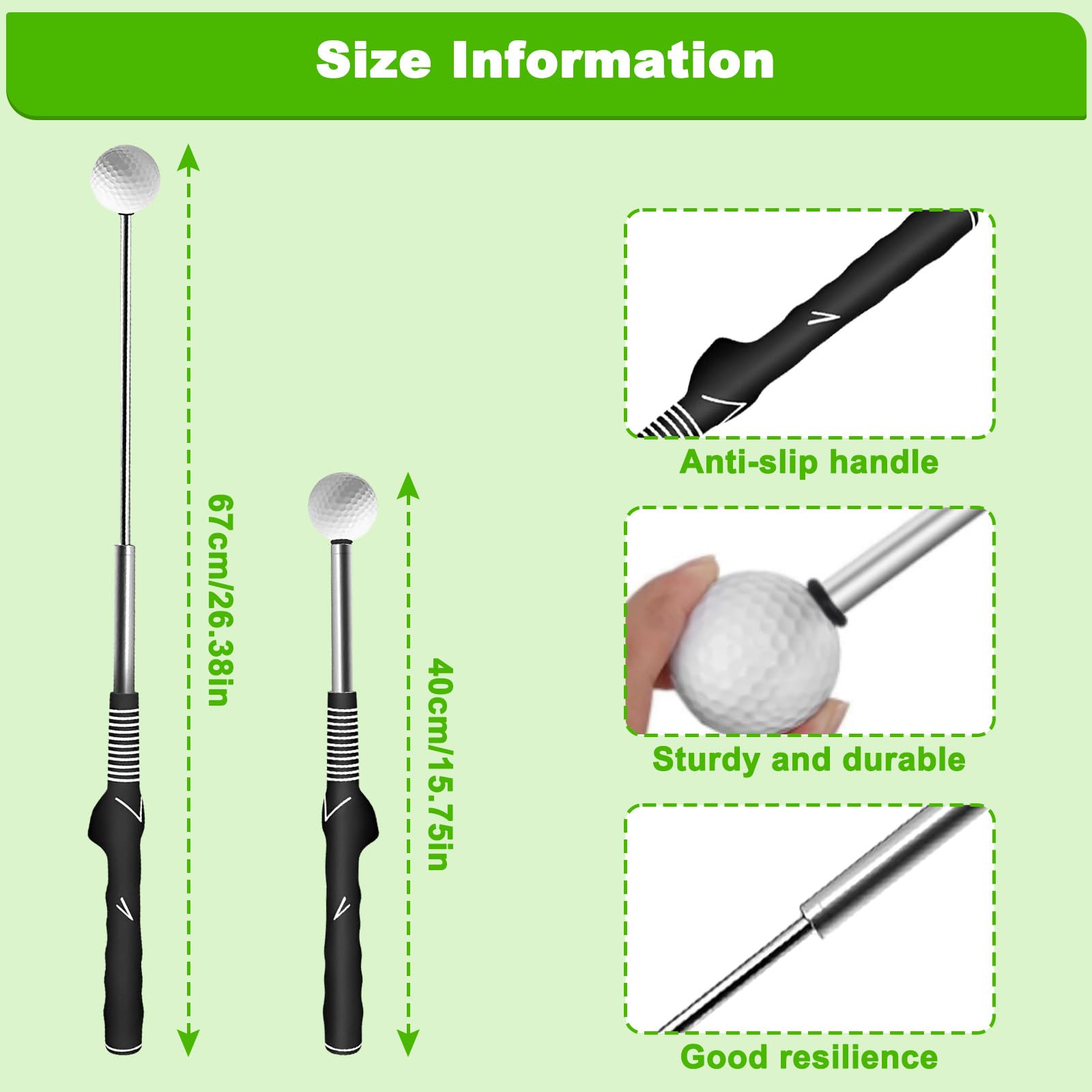 Allenatore Swing Golf Telescopico con Suono Ritmico, Ausilio Allenamento Golfisti Portatile, Allenatori Impugnatura Golf Retrattile, Accessori Formazione Golf Indoor per Battuta Velocità,Forza Pratica