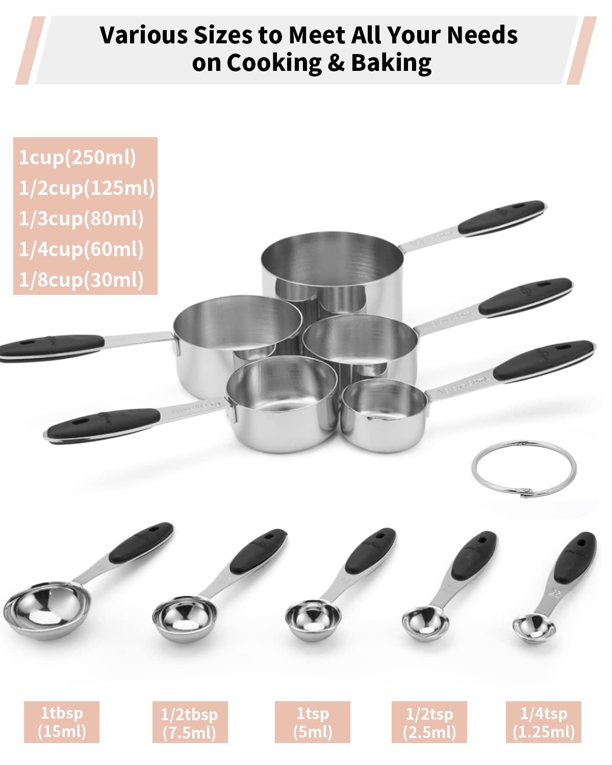 Snapklik.com : Joyhill Stainless Steel Measuring Cups And Spoons Set Of ...
