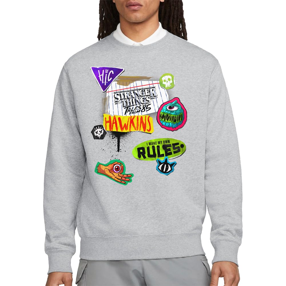 Stranger Things Tales From 85 Scrapbook Icons Unisex Sweatshirt, Athletic Heather, Large