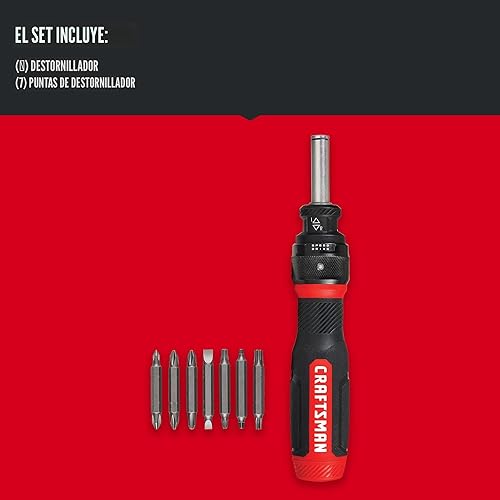 Miniatura 2 de CRAFTSMAN Destornillador de trinquete, SpeedDrive, puntas de doble extremo de 2 pulgadas incluidas, mango con capacidad para hasta 6 puntas