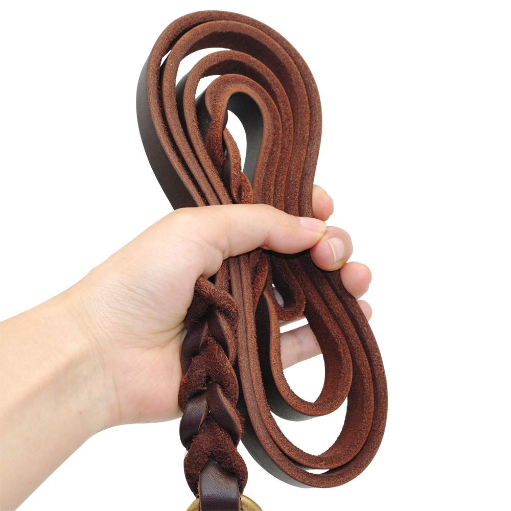 Correa de Cuero Trenzado para Perros, Correa de Entrenamiento para Caminar K9 para Mascotas, Correa para Perros medianos y Grandes, Regalo de Pastor, clicker de Entrenamiento para Perros