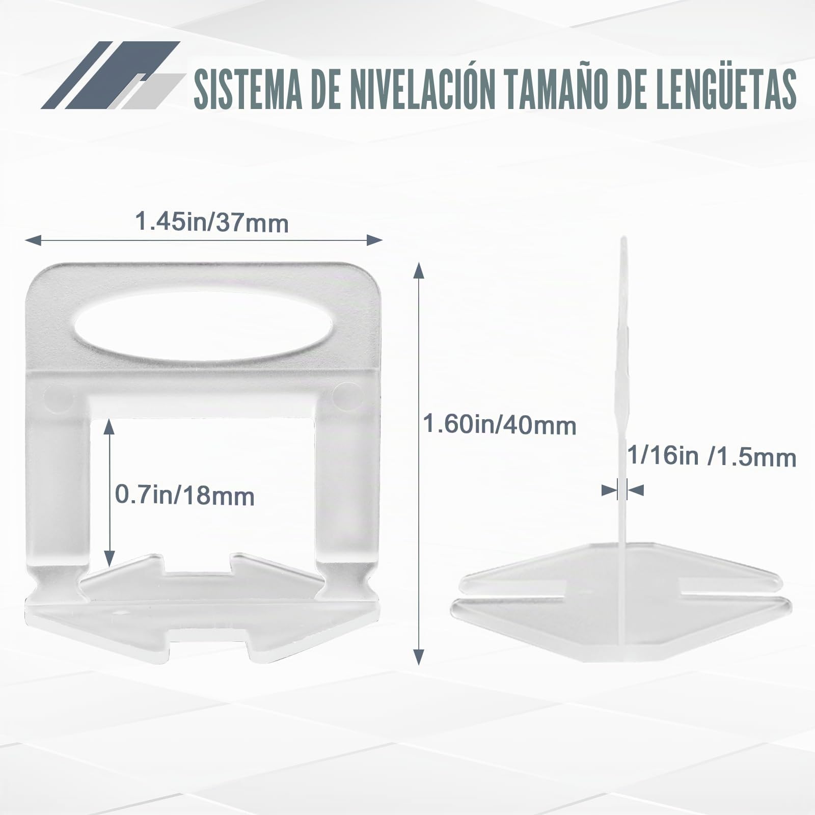 Sistema de nivelación de azulejos 1.5mm, 500 clips espaciadores de azulejos, Espaciadores de nivelación de azulejos de bricolaje para instalación de baldosas de cerámica