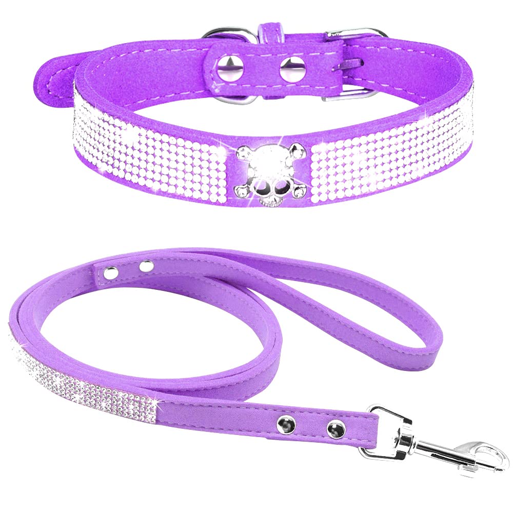 Rhinestone Dog Collar, Cute Dazzling Sparkling Soft Suede Leather Dog Cat Rhinestone Collar Crystal Diamond Pet Dog Puppy Collar (S, Black) — view 15