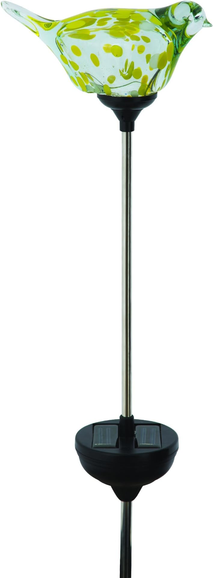 Russco III GS137029, Yellow Solar Powered LED Glass Bird Garden Stake