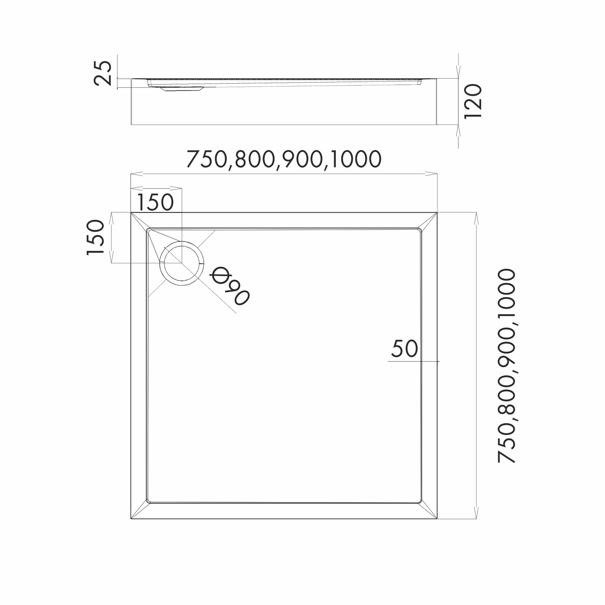 AQUABAD Duschwanne/Duschtasse | Ultima mit LeakProtect Technologie Smooth White 90x90cm Quadrat