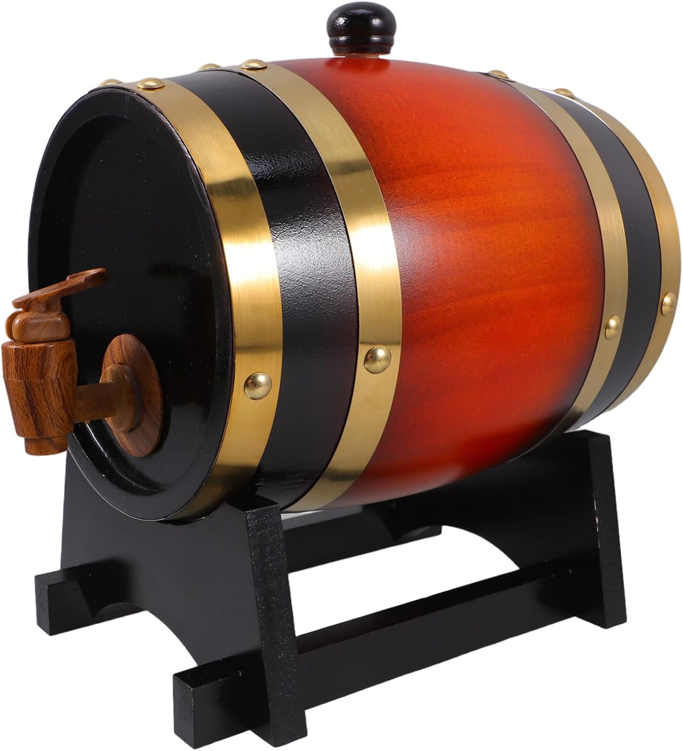 PRETYZOOM Wooden Wine Barrel with Stand and Tap Home Bar Beverage Dispenser Small Beer Barrel for Parties