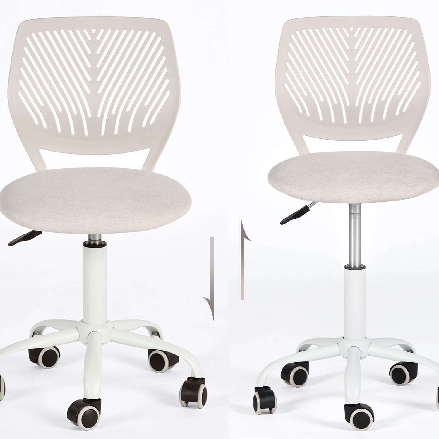 Sedia ergonomica per scuola con schienale in rete traspirante, altezza regolabile, rotazione 360°, Morandi Beige
