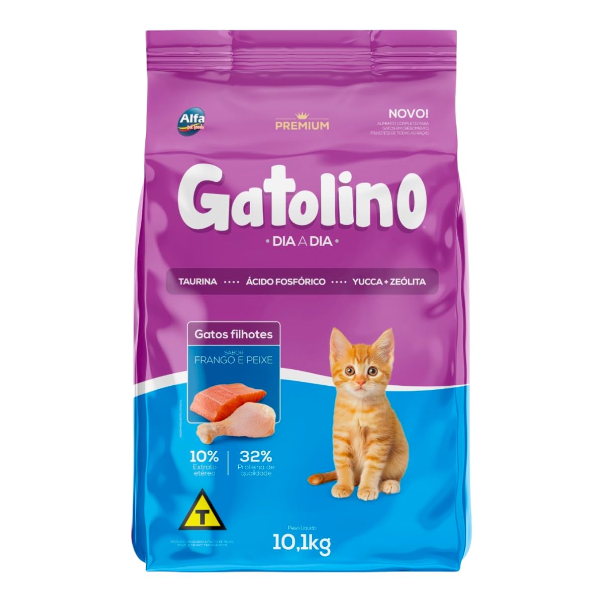 Ração Gatolino Premium Sabor Frango e Peixe para Gatos Filhotes - Com Taurina, Yucca e