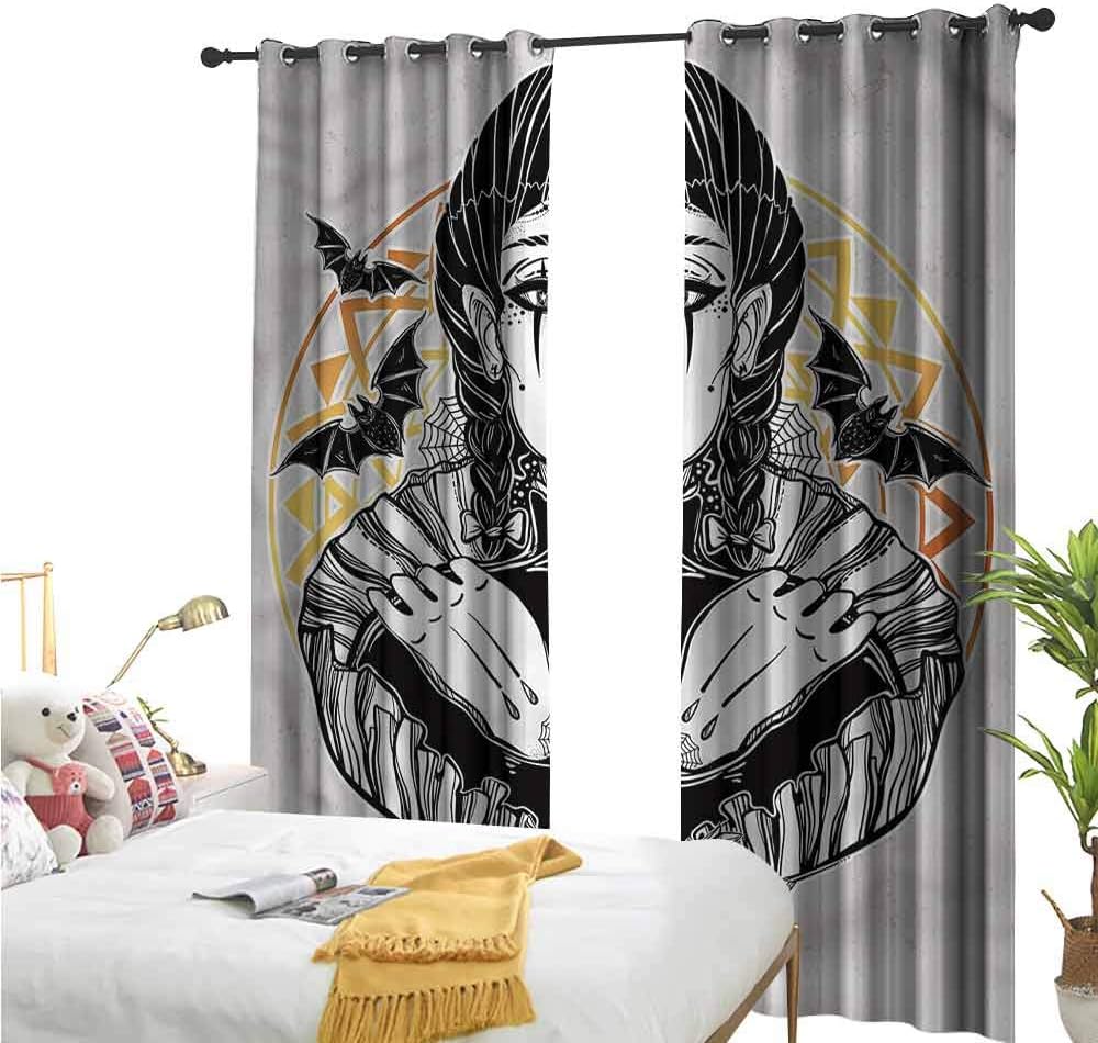 Flora Grant W72 x L84 Custom Drapes For Chid,Vampire,Sketchy Lady Witchcraft,Blackout Drapes for Children Bedroom