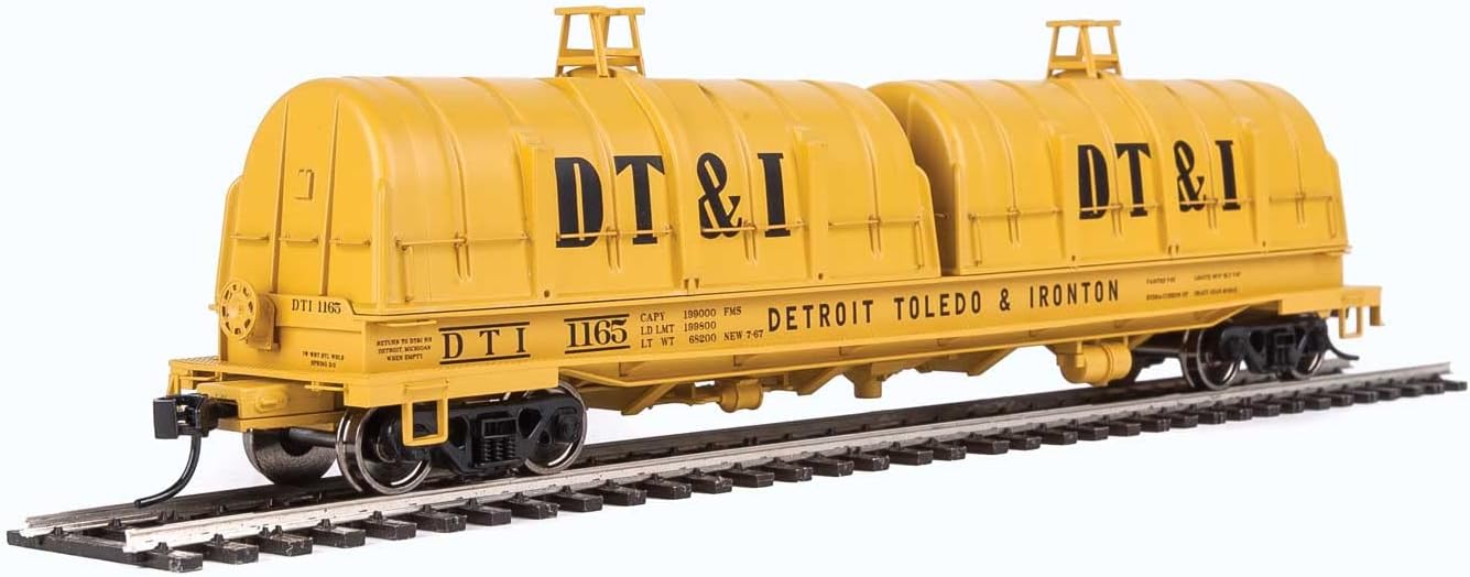 Walther Proto HO Scale 1/87 50' Evans Cushion Coil Car - Ready to Run - Detroit, Toledo & Ironton #1165 (Glass-Fiber Hoods, Yellow, Black)