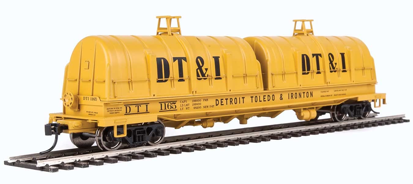 Walther Proto HO Scale 1/87 50' Evans Cushion Coil Car - Ready to Run - Detroit, Toledo & Ironton #1165 (Glass-Fiber Hoods, Yellow, Black)