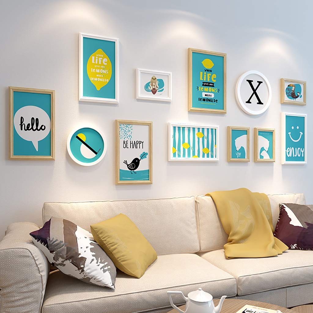Cadres photo ensemble de 12 cadres muraux bois massif WJNY design