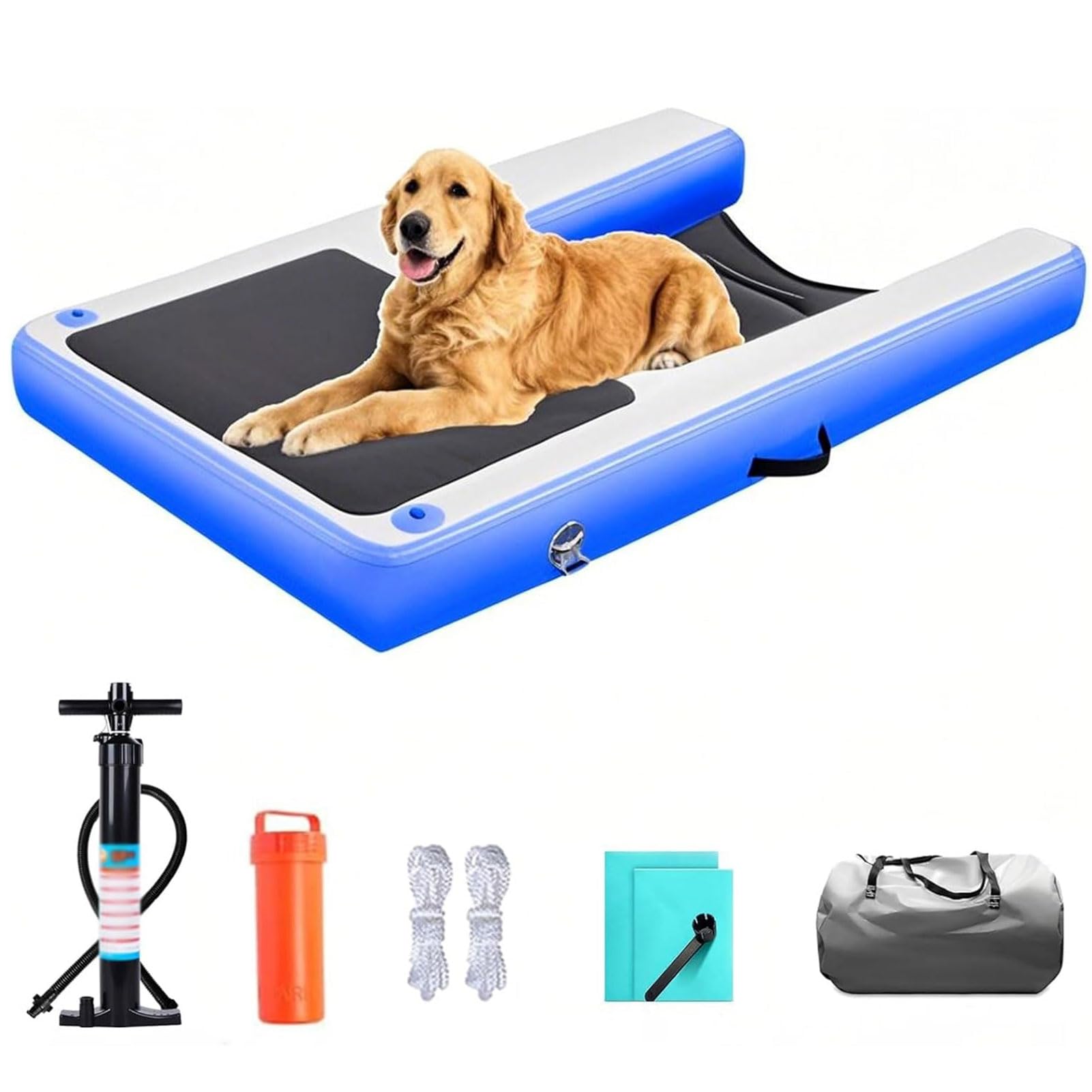 Plataforma de EVA para Perros - Rampa Flotante Inflable Antideslizante para Agua: Piscinas, Playas, Lagos y Pontones, para Perros de 60 kg, 150x100x10 cm