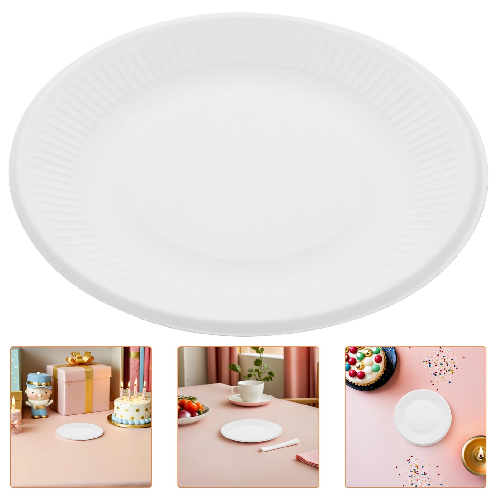 GARVALON 200 pezzi Piatti Monouso Resistenti e Spessi in Carta Piatti Rotondi per Dolci Antipasti e Snack per Feste ed Eventi