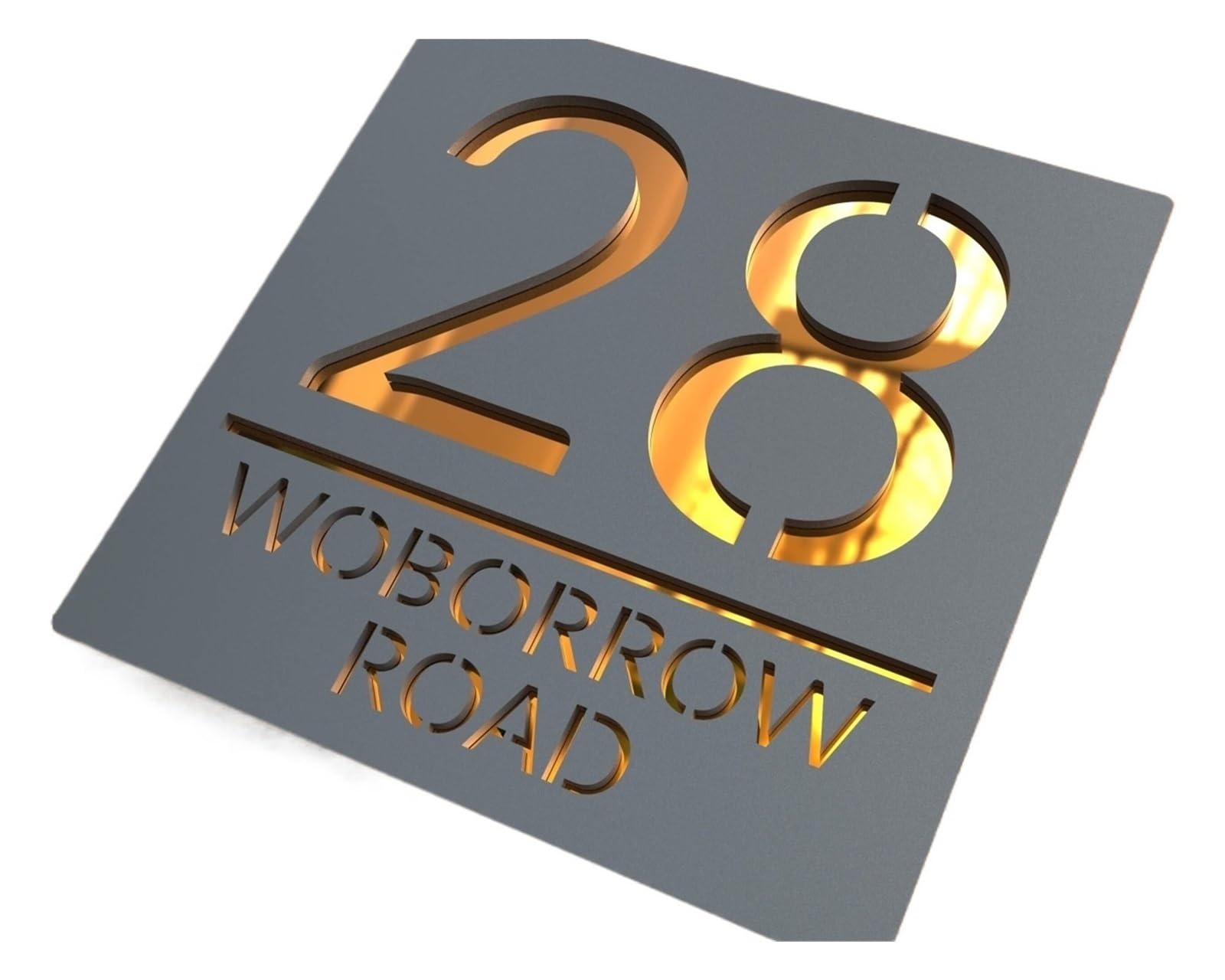 Numeri civici moderni in acrilico Segno Indirizzo porta Via Lettera 3D Numero Targhe Nome esterno Targa for decorazioni for la casa(Grey Gold,20X20CM)