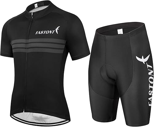 Miniatura 5 de FASTONT Maillot de ciclismo para hombre transpirable con cremallera completa cómoda para montar al aire libre Negro, Rojo