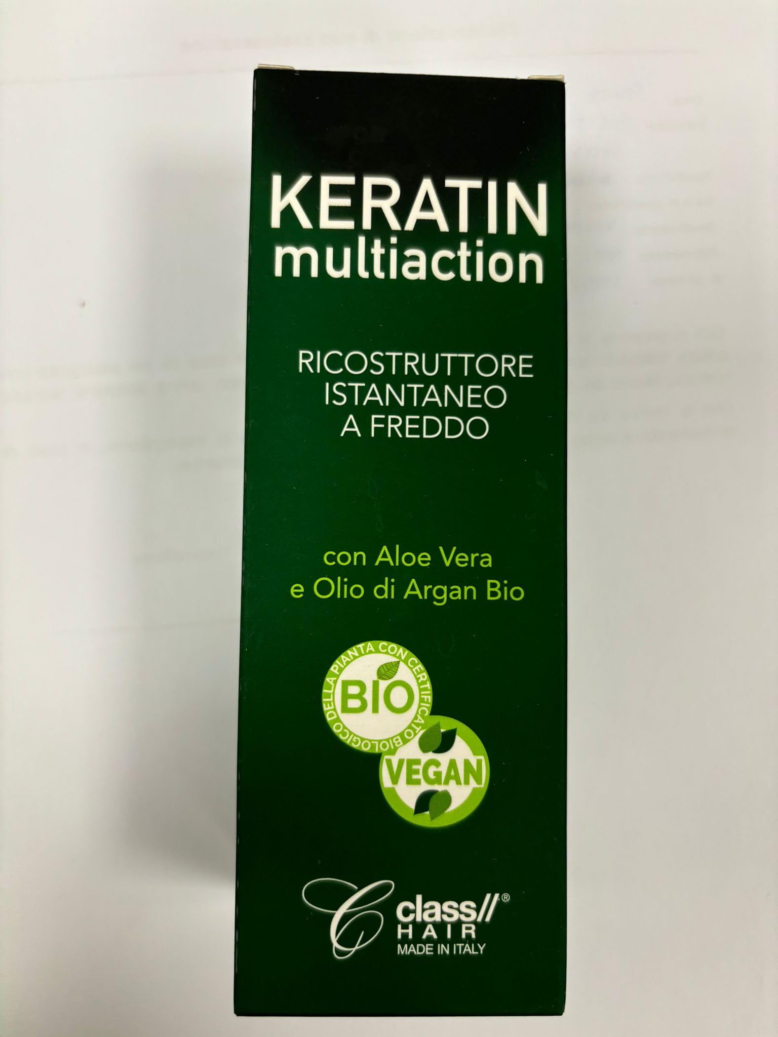 Class Keratin Multiaction 150 millilitri, Maschera ricostruttrice Capelli, idratante, lucidante, senza risciacquo, senza piastra
