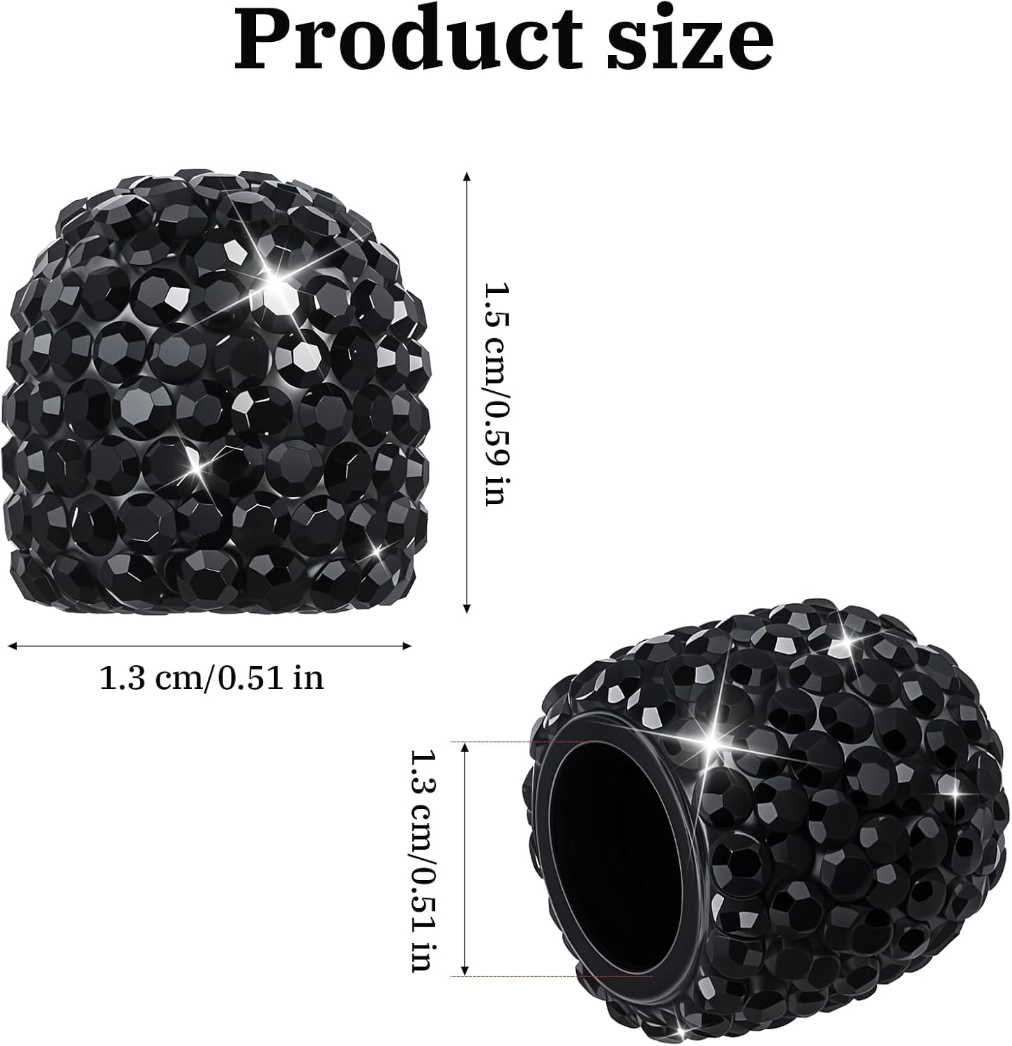 Xinjoduz Bling Diamond Valve Stem Caps, 4 Pack Black Sparkly Handmade Crystal Rhinestone Car Tire Valve Caps, Universal Wheel Tire Valve Stem Protective Covers for Cars SUVs Trucks Motorcycles Bikes image 2