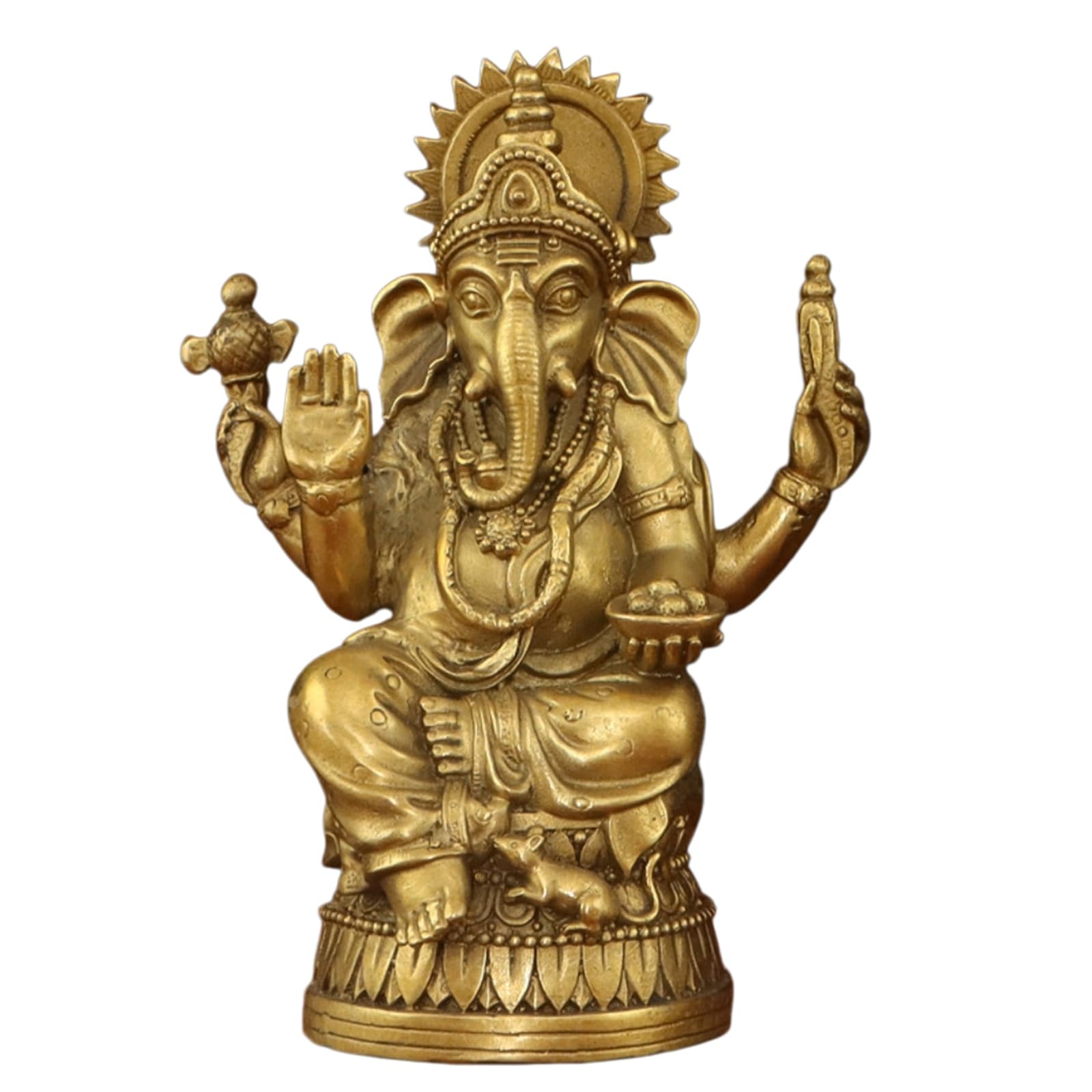 YXCQHZM Gold Lord Ganesha Statues - Copper Elephant God Figurine - Handmade Gift Decoration Ornaments for Home, Garden, Car (C)