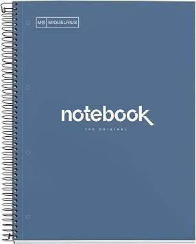 Miquelrius - A4 Squared Notebook, 160 Sheets, Hardcover, Navy Blue