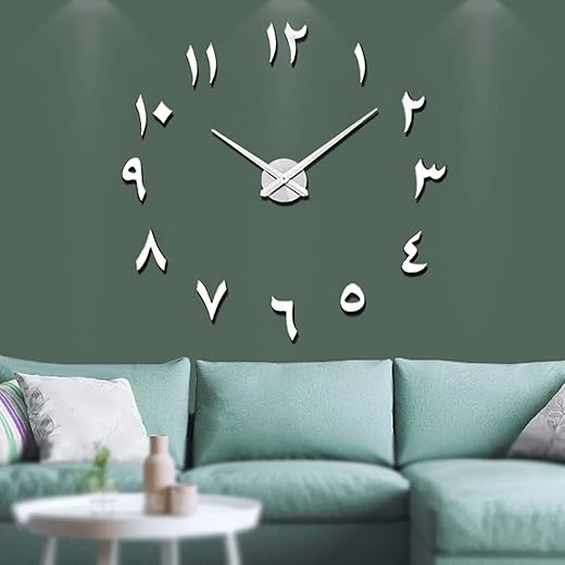 VANGOLD Large DIY Wall Clock Modern 3 D Wall Clock with Eastern Arabic Numerals for Home Office