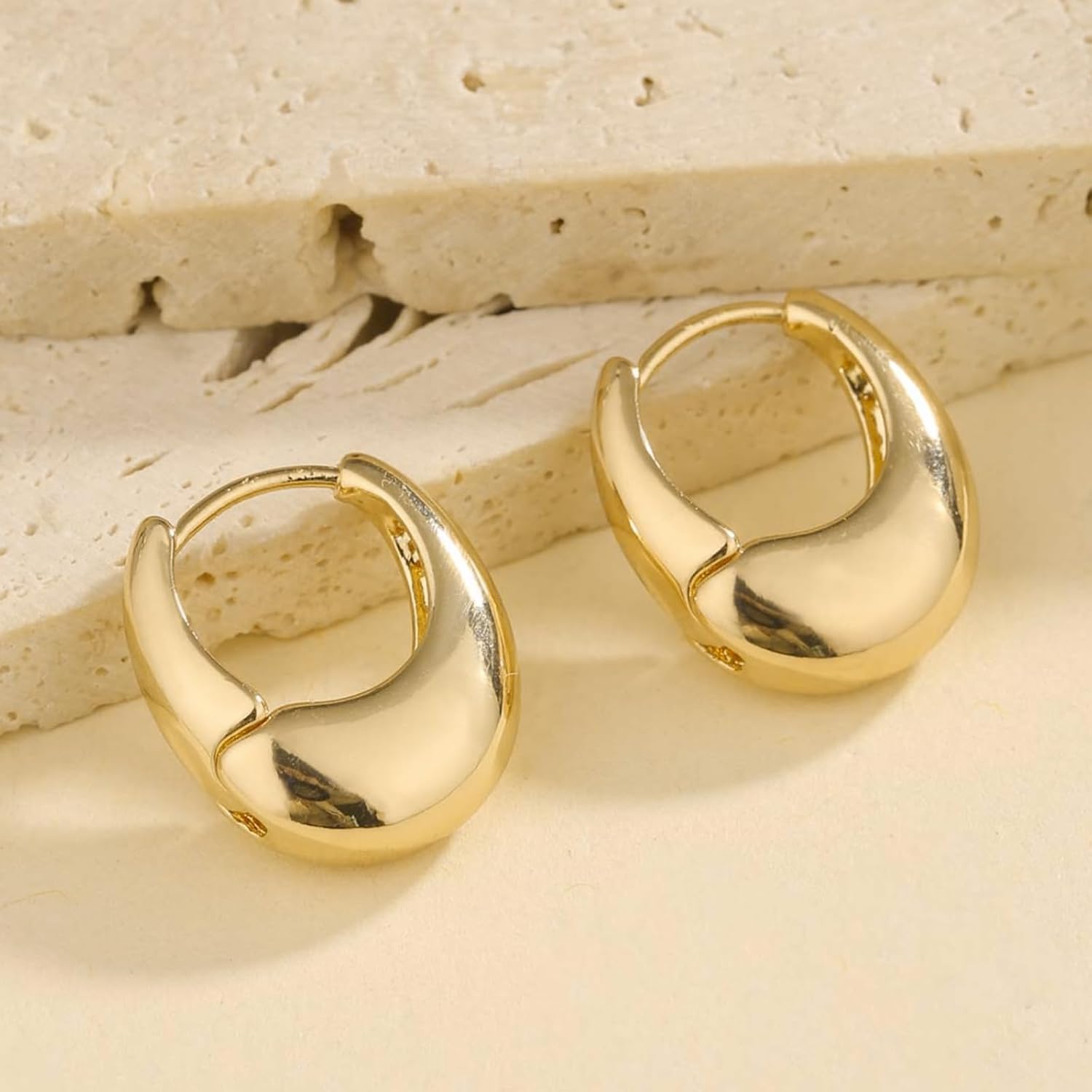 Chunky Silver Hoop Earrings for Women Lightweight Thick Hoops Small Trendy Hoops Everyday Modern Statement Sculptural Fashion Jewelry - Image 5