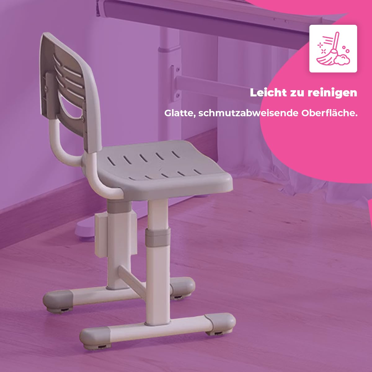 Spacetronik Kinderstuhl Höhenverstellbar ohne Rollen, Ergonomischer Kinder Schreibtischstuhl für 120–160 cm, Mitwachsend, Kinder Schreibtisch Stuhl für Kinderzimmer, Lernen & Hausaufgaben