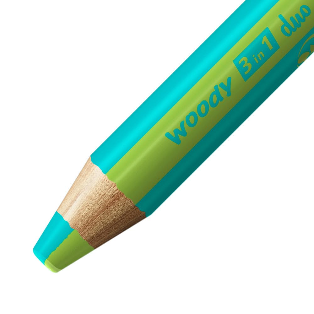 STABILO Multi-talented Pencil woody 3-in-1 duo - Single Pencil - Turquoise/Light Green